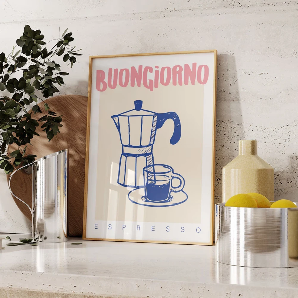 Vintage Fashion Wall Art - โมเดิร์นกาแฟ Espresso Wall Art พิมพ์อินเทรนด์ Retro