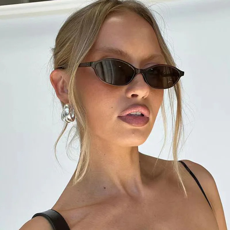 Vintage Fashion Glasses - แว่นกันแดดทรงรีสไตล์เรโทร แฟชั่นสำหรับผู้หญิง แว่นกันแดดกรอบเล็กทรงแคทอายส์ ป้องกันแสงแดด ป้องกันรังสียูวี 400