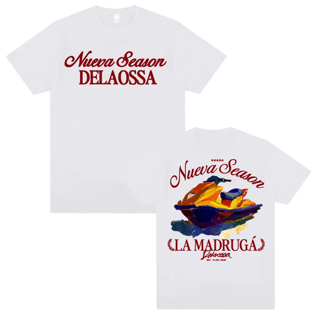 Vintage Fashion La - แร็ปเปอร์เดลาออซซา นูเอวา ซีซั่น ลา มาดรูก้า เมอร์ชเสื้อยืดผู้ชายผู้หญิงแฟชั่นสไตล์วินเทจแขนสั้นเสื้อยืดโอเวอร์ไซส์สตรีทแวร์