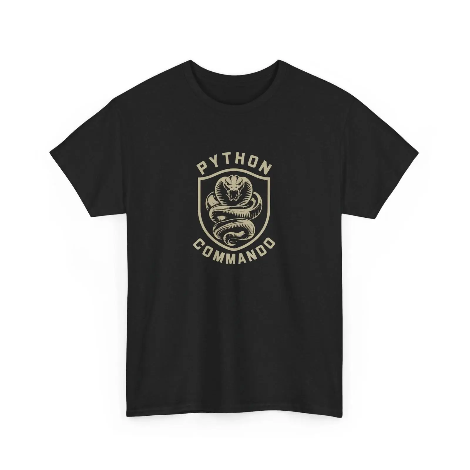 Vintage Fashion Expert - PYTHON COMMANDO เสื้อยืดผ้าฝ้ายหนา โปรแกรมเมอร์คอมพิวเตอร์ ผู้เชี่ยวชาญด้านการเขียนโปรแกรม ภาษาโปรแกรม