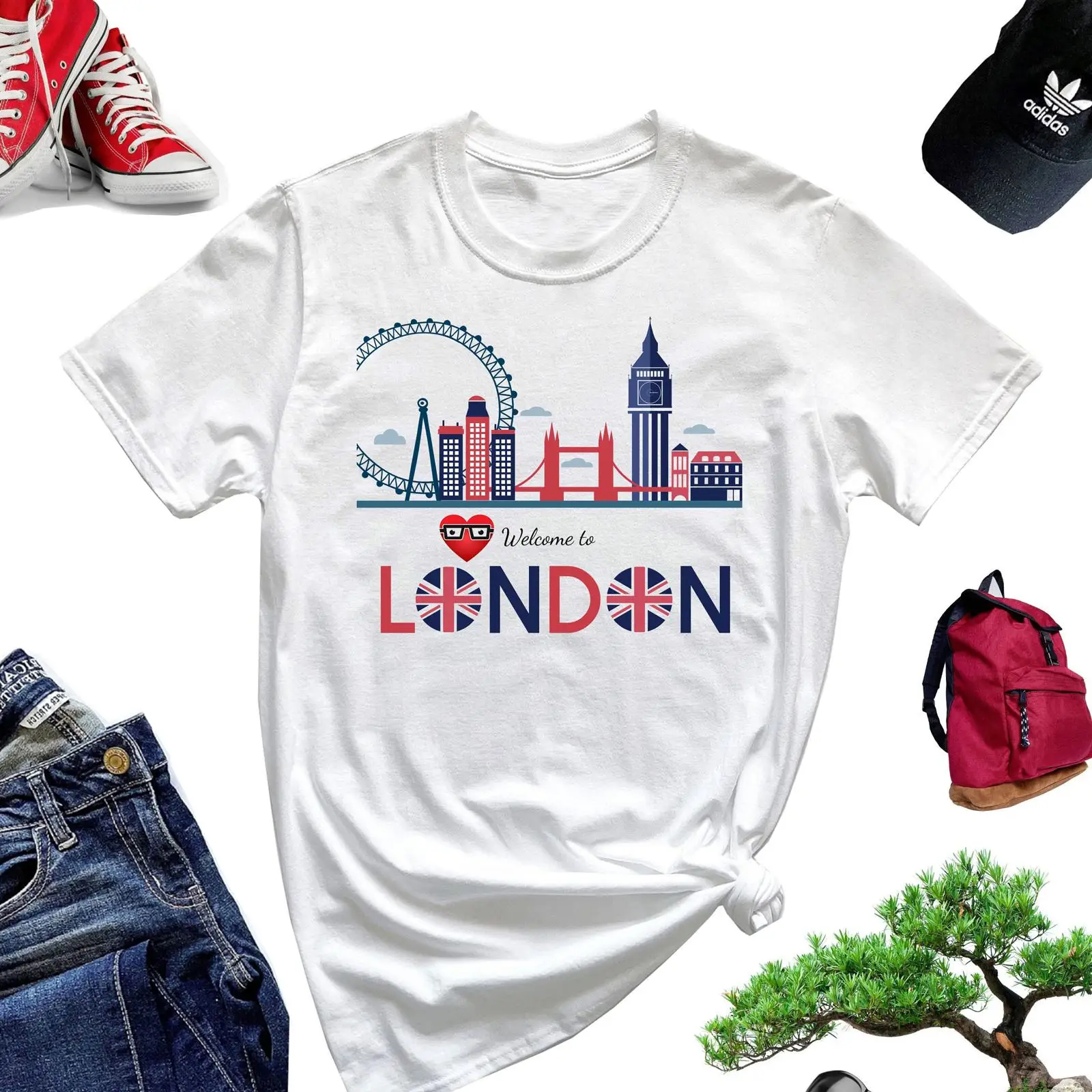 Vintage Fashion London - ยินดีต้อนรับสู่ลอนดอน เสื้อยืดลายอังกฤษ รุ่น M187 สไตล์วินเทจ ผ้าซักนุ่ม