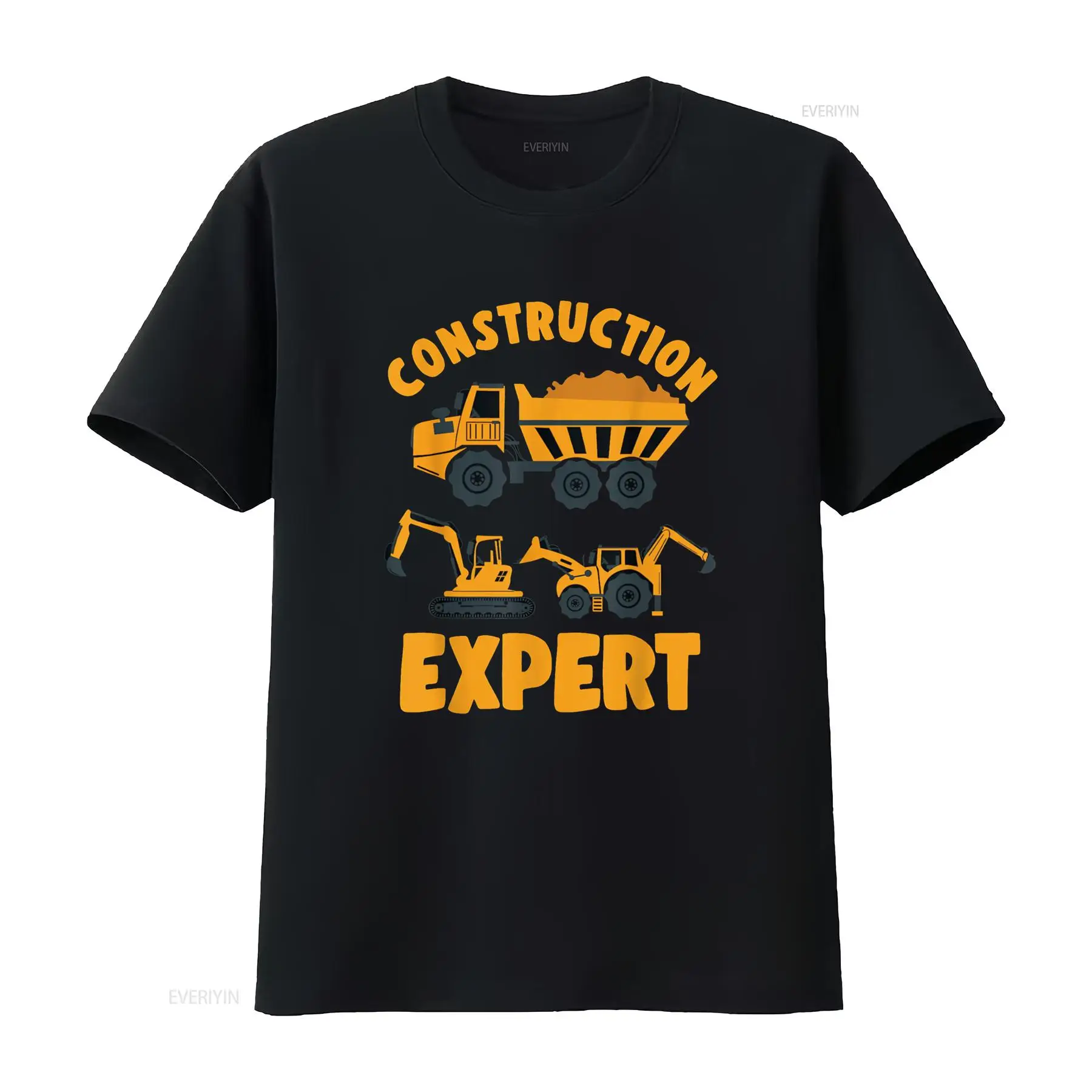 Vintage Fashion Expert - เสื้อยืดเด็กผู้ชายลายรถก่อสร้าง รถขุด รถตัก ดีไซน์วินเทจ ลุคเท่ ระบายอากาศได้ดีเล็กน้อย