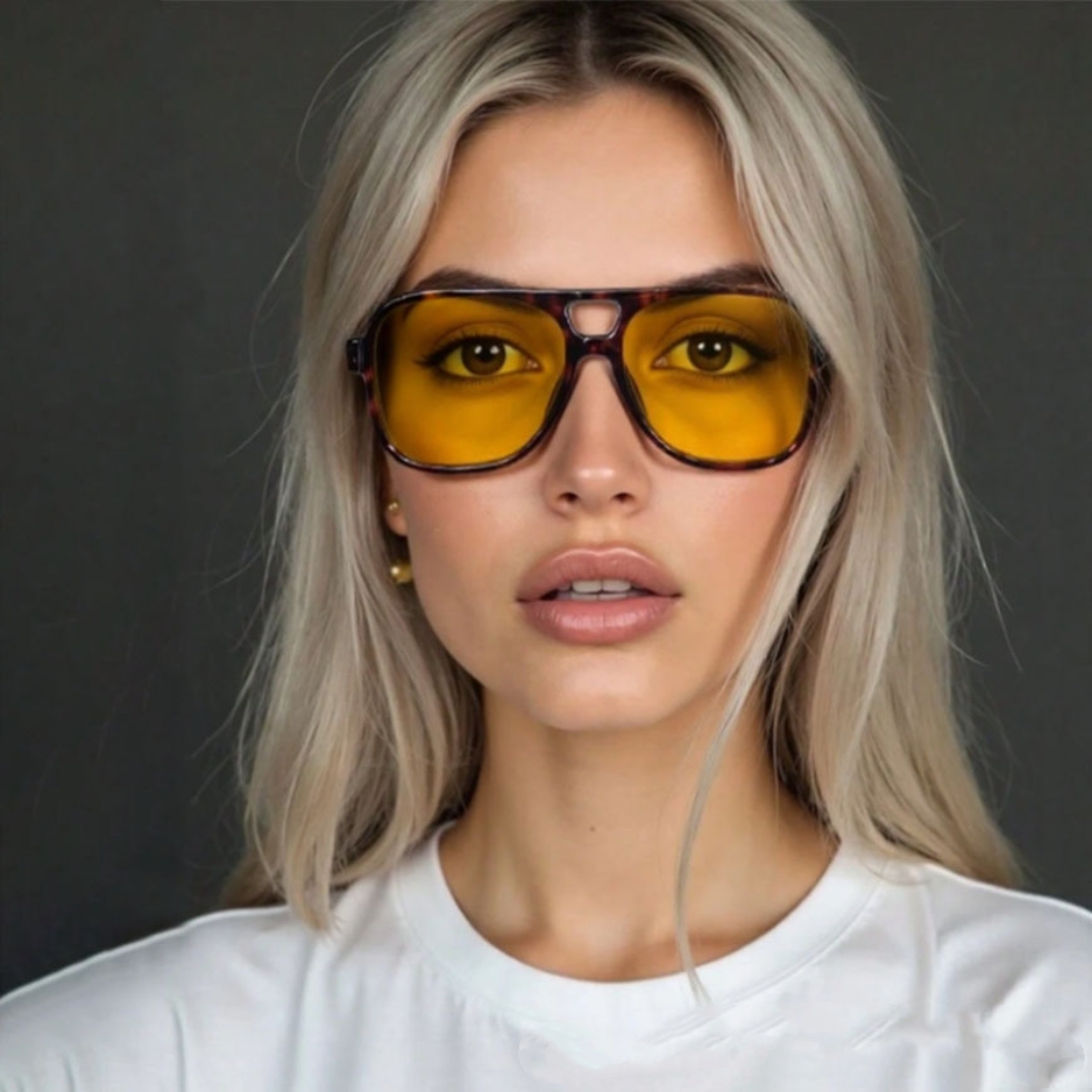 Vintage Fashion Images - แว่นกันแดดทรงนักบินดีไซน์คลาสสิควินเทจใหม่ รุ่นดับเบิ้ลบริดจ์ สำหรับผู้หญิงและผู้ชาย แว่นกันแดดหรูหรา กรอบใหญ่ ป้องกันรังสียูวี