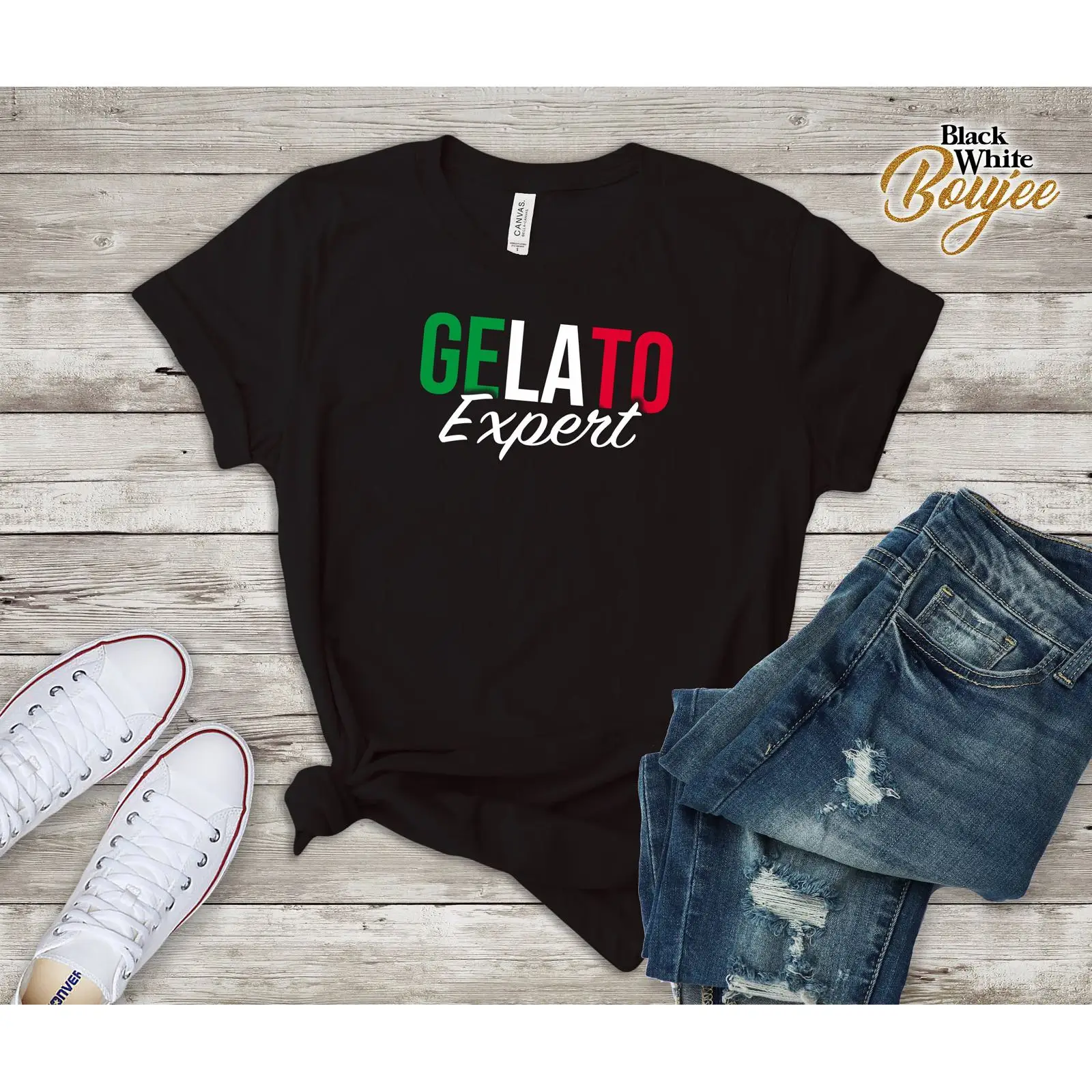 Vintage Fashion Expert - เสื้อยืด GELATO Ice Cream Expert ลายธงชาติอิตาลี