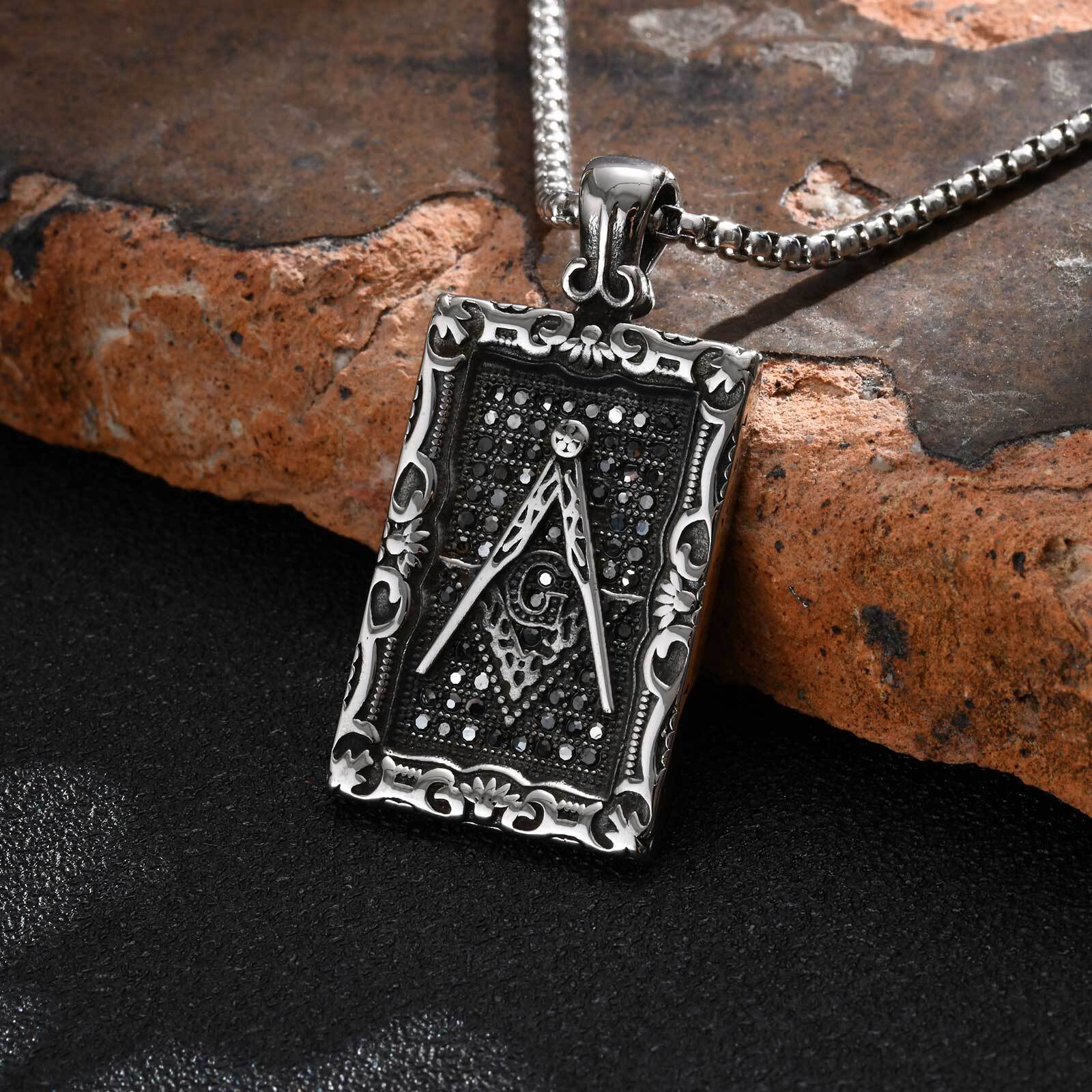 Vintage Fashion Tags - Freemason Square จี้สร้อยคอสําหรับชาย,VINTAGE สแตนเลส Hang Tag