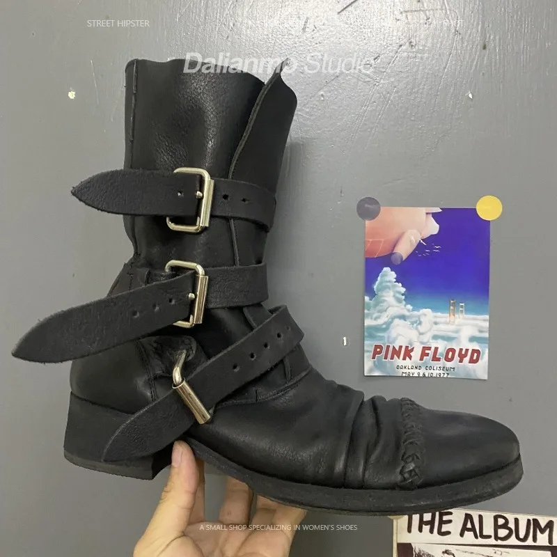 รองเท้าบูทหนังแท้สไตล์วินเทจสำ - Vintage Fashion For Men บทวิจารณ์และราคา