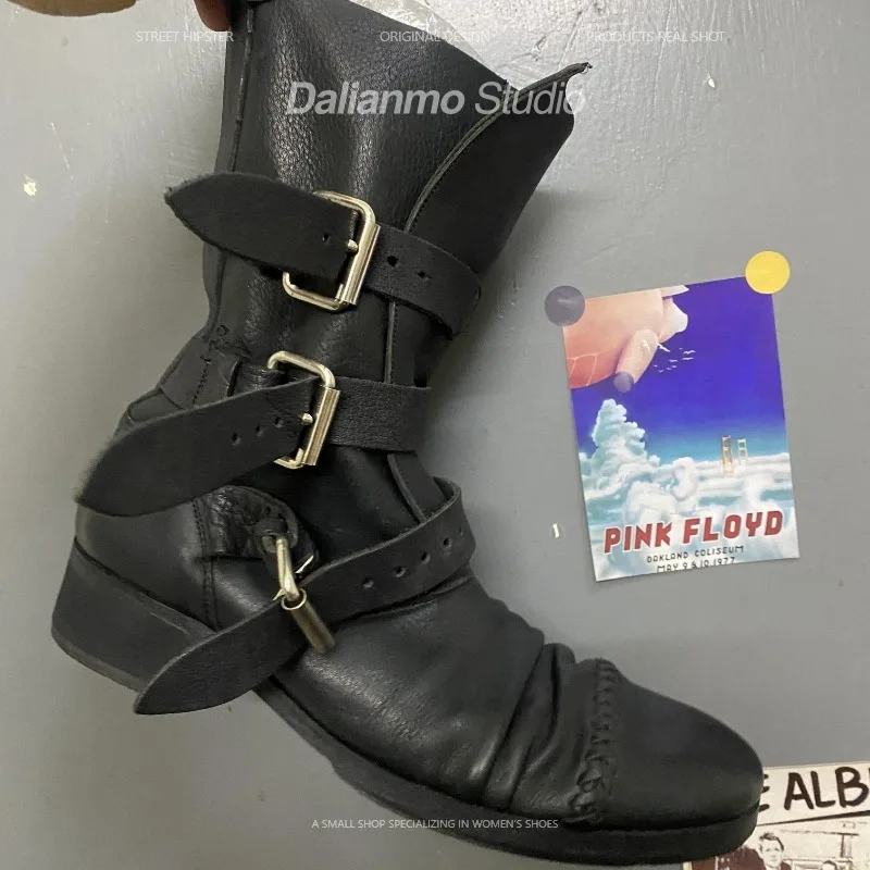รองเท้าบูทหนังแท้สไตล์วินเทจสำ - Vintage Fashion For Men บทวิจารณ์และราคา
