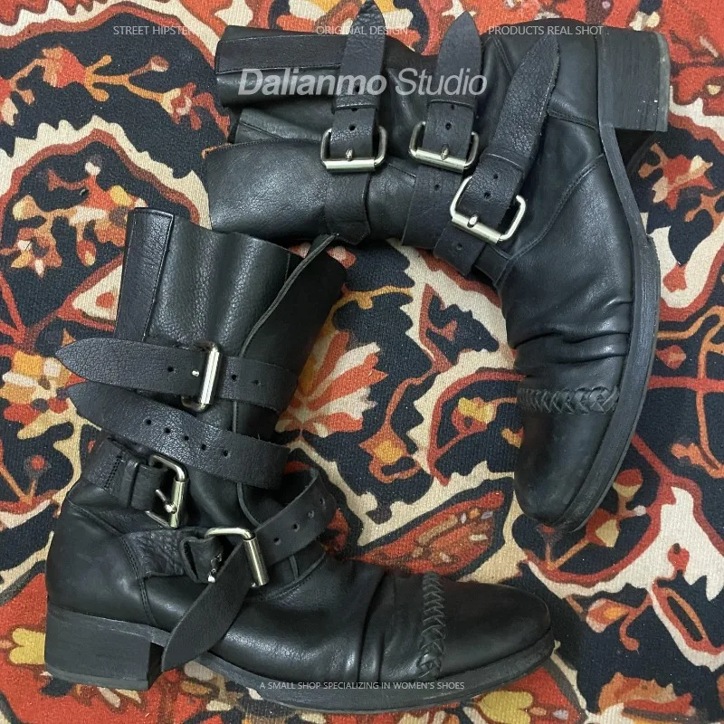 รองเท้าบูทหนังแท้สไตล์วินเทจสำ - Vintage Fashion For Men บทวิจารณ์และราคา