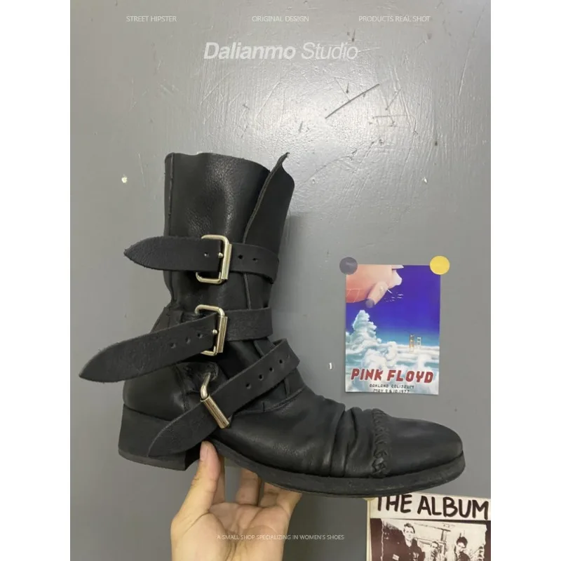 รองเท้าบูทหนังแท้สไตล์วินเทจสำ - Vintage Fashion For Men บทวิจารณ์และราคา