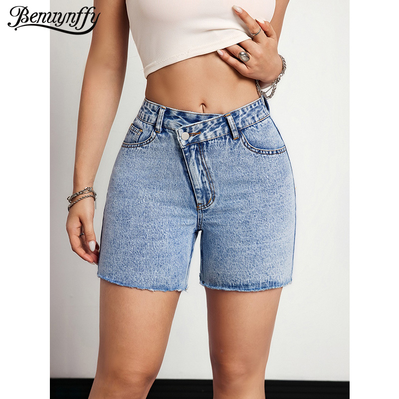 กางเกงยีนส์ขาสั้นเอวไม่สมมาตรท - Vintage Fashion Jeans บทวิจารณ์และราคา