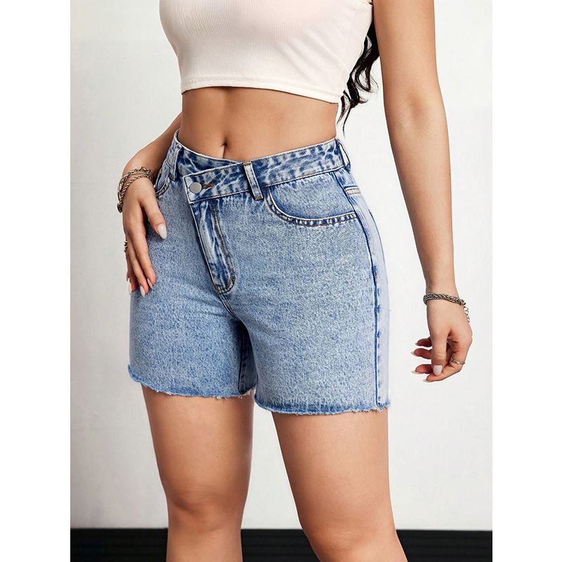 กางเกงยีนส์ขาสั้นเอวไม่สมมาตรท - Vintage Fashion Jeans บทวิจารณ์และราคา