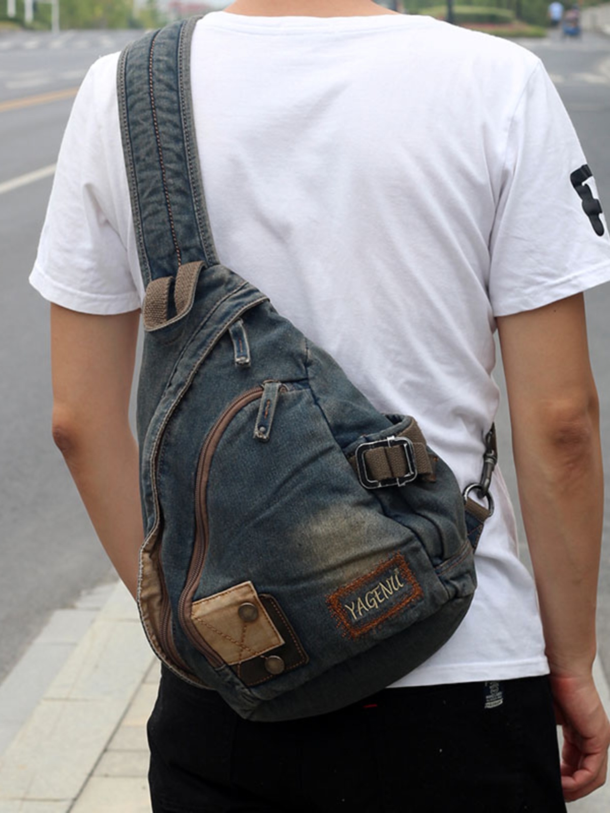 กระเป๋าสะพายข้างยีนส์สไตล์เรโท - Vintage Fashion Model บทวิจารณ์และราคา