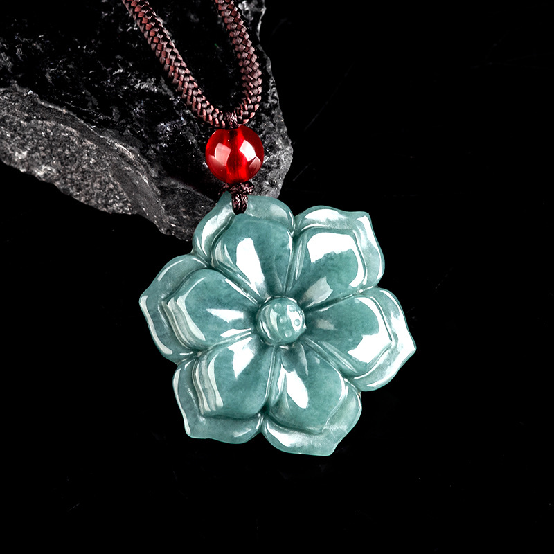 จี้หยกพม่ารูปดอกไม้ สร้อยคอ หิ - Vintage Fashion Necklace บทวิจารณ์และราคา