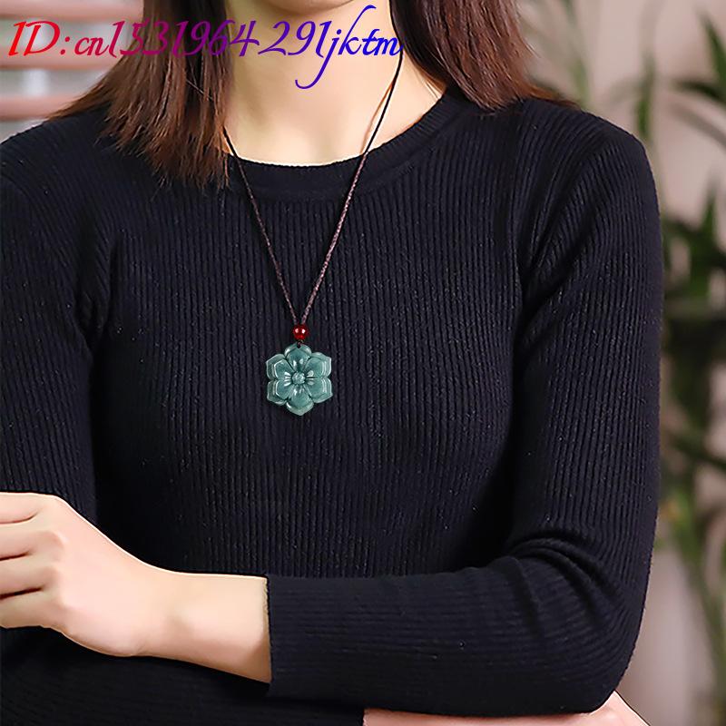 จี้หยกพม่ารูปดอกไม้ สร้อยคอ หิ - Vintage Fashion Necklace บทวิจารณ์และราคา