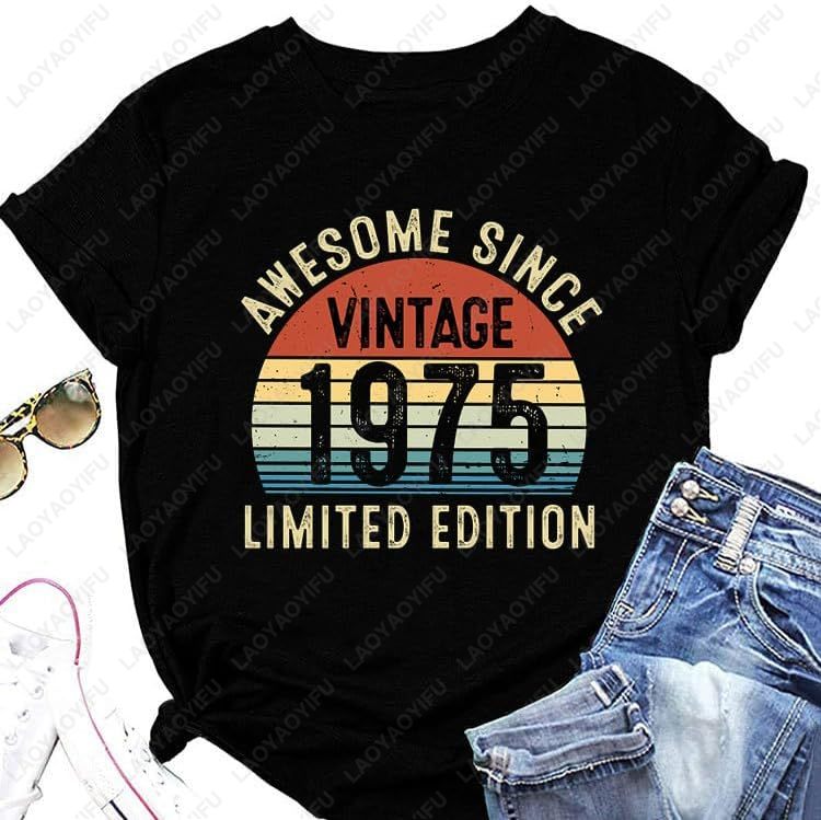 Vintage 1975 เสื้อยืดผู้หญิง 5 - Vintage Fashion Meaning บทวิจารณ์และราคา