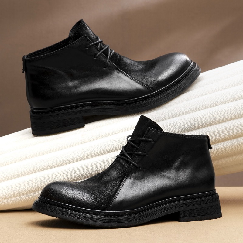 รองเท้าบูทหนังแท้สไตล์วินเทจสำ - Vintage Fashion For Men บทวิจารณ์และราคา