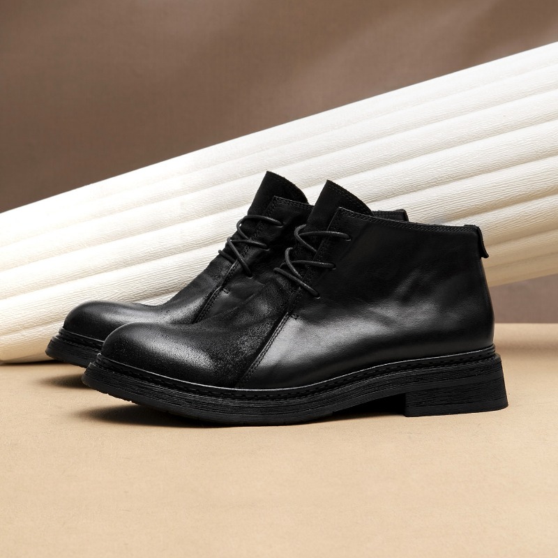 รองเท้าบูทหนังแท้สไตล์วินเทจสำ - Vintage Fashion For Men บทวิจารณ์และราคา