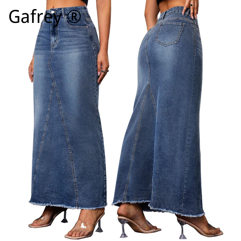 กระโปรงยีนส์ทรงเอ midi เอวสูง  - Vintage Fashion Jeans บทวิจารณ์และราคา