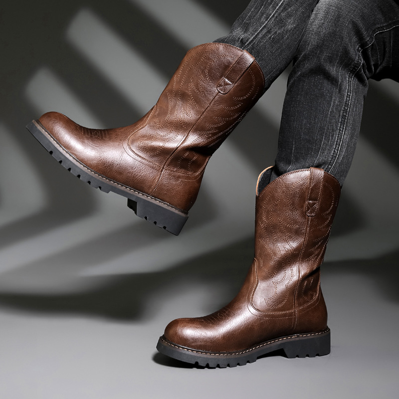 รองเท้าบูทคาวบอยผู้ชายแฟชั่น ร - Vintage Fashion For Men บทวิจารณ์และราคา