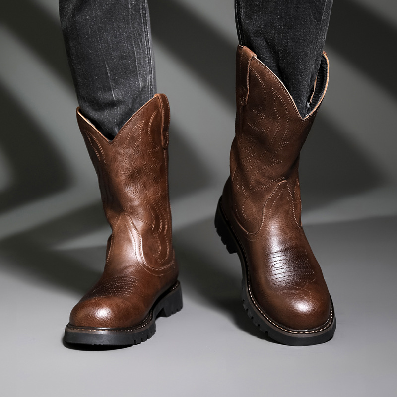 รองเท้าบูทคาวบอยผู้ชายแฟชั่น ร - Vintage Fashion For Men บทวิจารณ์และราคา