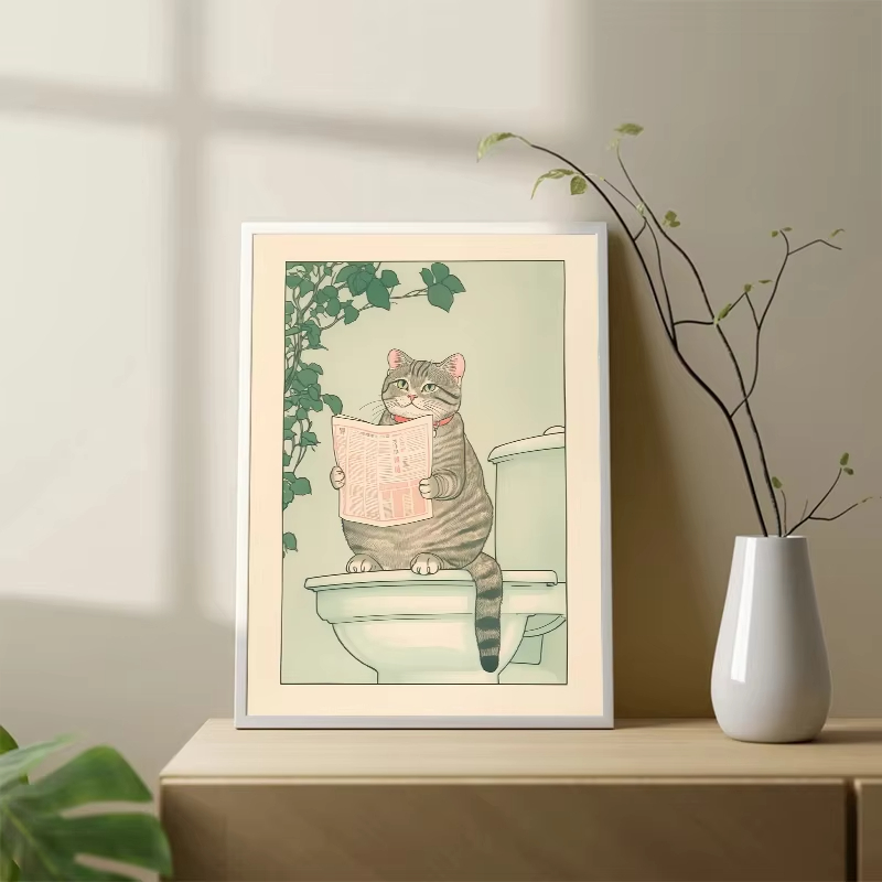 ภาพพิมพ์แมวในอ่างอาบน้ำแบบไร้ก - Vintage Fashion Wall Art บทวิจารณ์และราคา