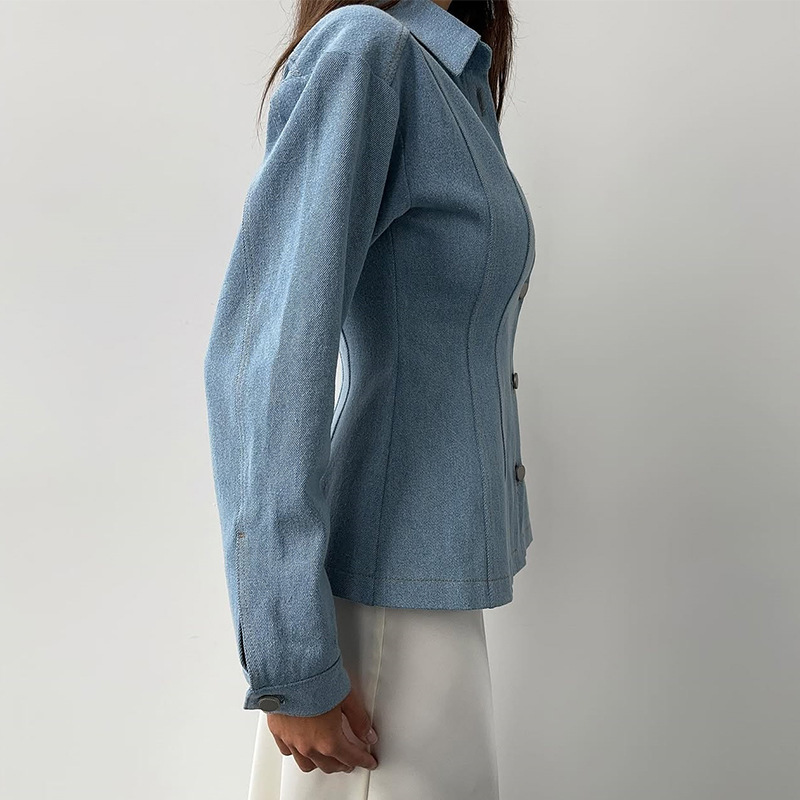 เสื้อเชิ้ตเดนิมทรงเข้ารูป KT V - Vintage Fashion For Women บทวิจารณ์และราคา