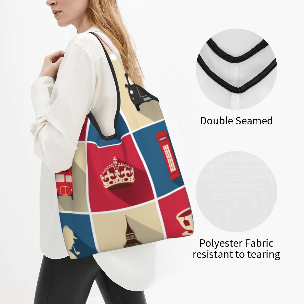 กระเป๋าสะพายไหล่ซื้อของชำลายธง - Vintage Fashion London บทวิจารณ์และราคา