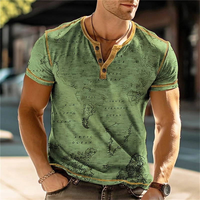 เสื้อเชิ้ตเฮนรี่ผู้ชาย ลายพิมพ - Vintage Fashion For Men บทวิจารณ์และราคา