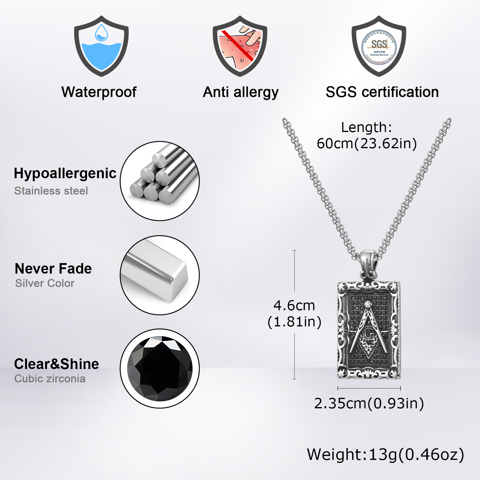 Freemason Square จี้สร้อยคอสํา - Vintage Fashion Tags บทวิจารณ์และราคา