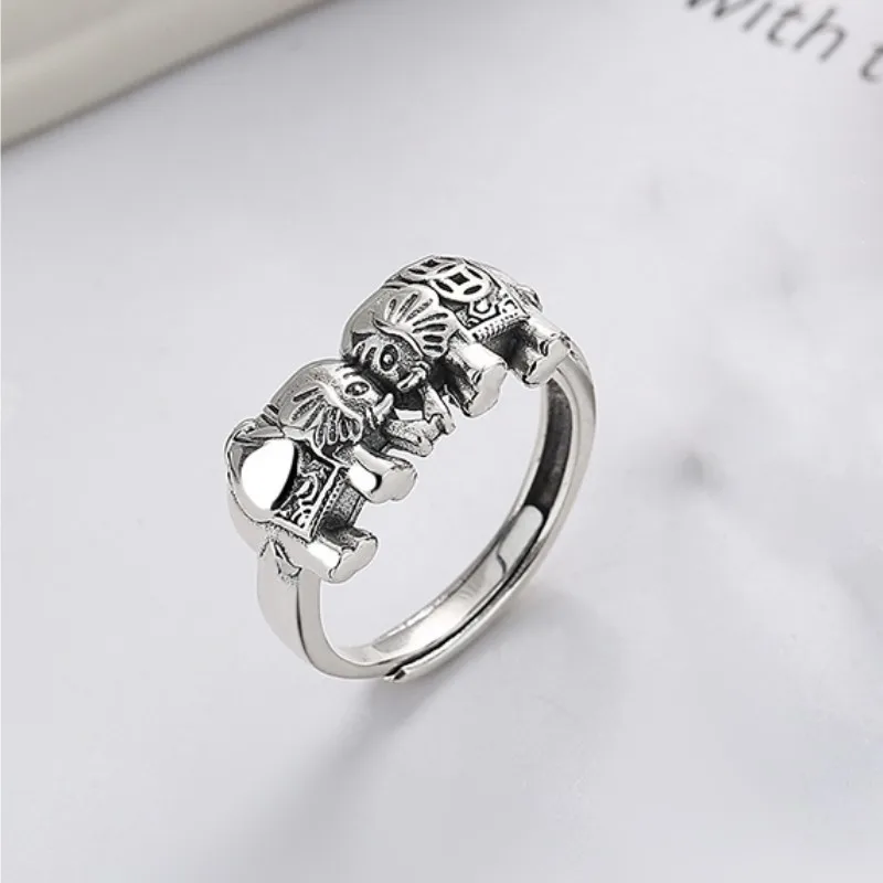 QN แหวนรูปช้างนำโชคใหม่แหวนทรง - Vintage Fashion Meaning บทวิจารณ์และราคา