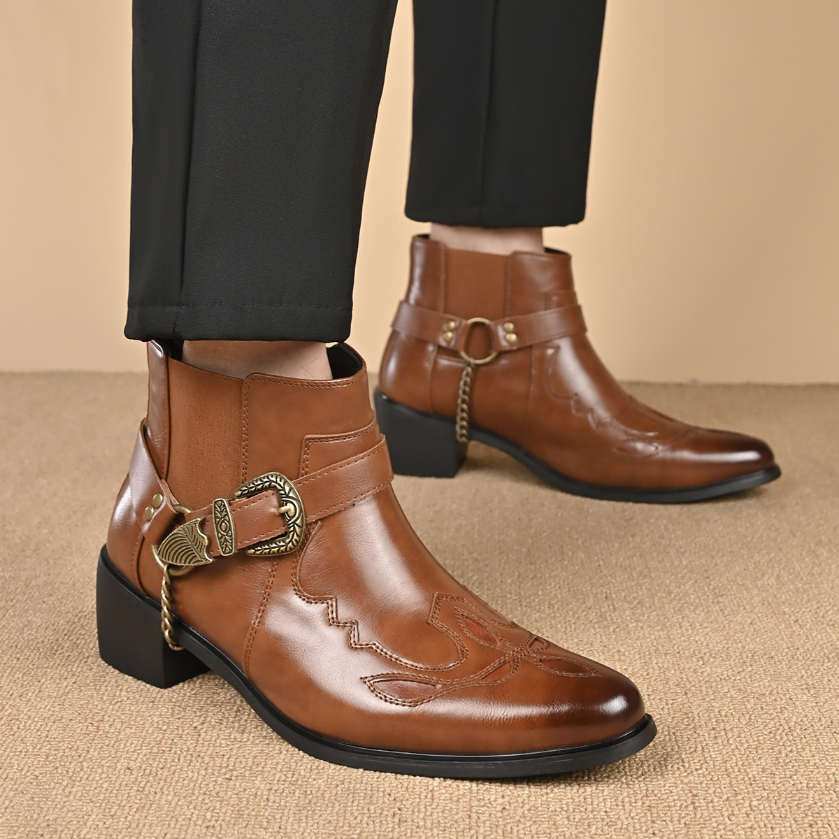 รองเท้าบูทคาวบอยวินเทจหนังแท้ท - Vintage Fashion For Men บทวิจารณ์และราคา