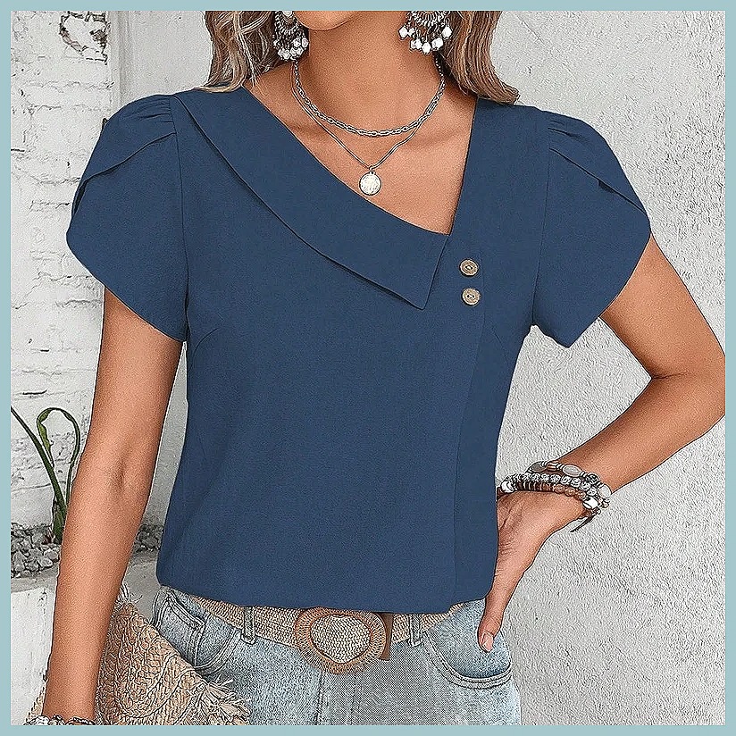 เสื้อเบลาส์สีพื้นสไตล์วินเทจสำ - Vintage Fashion For Women บทวิจารณ์และราคา