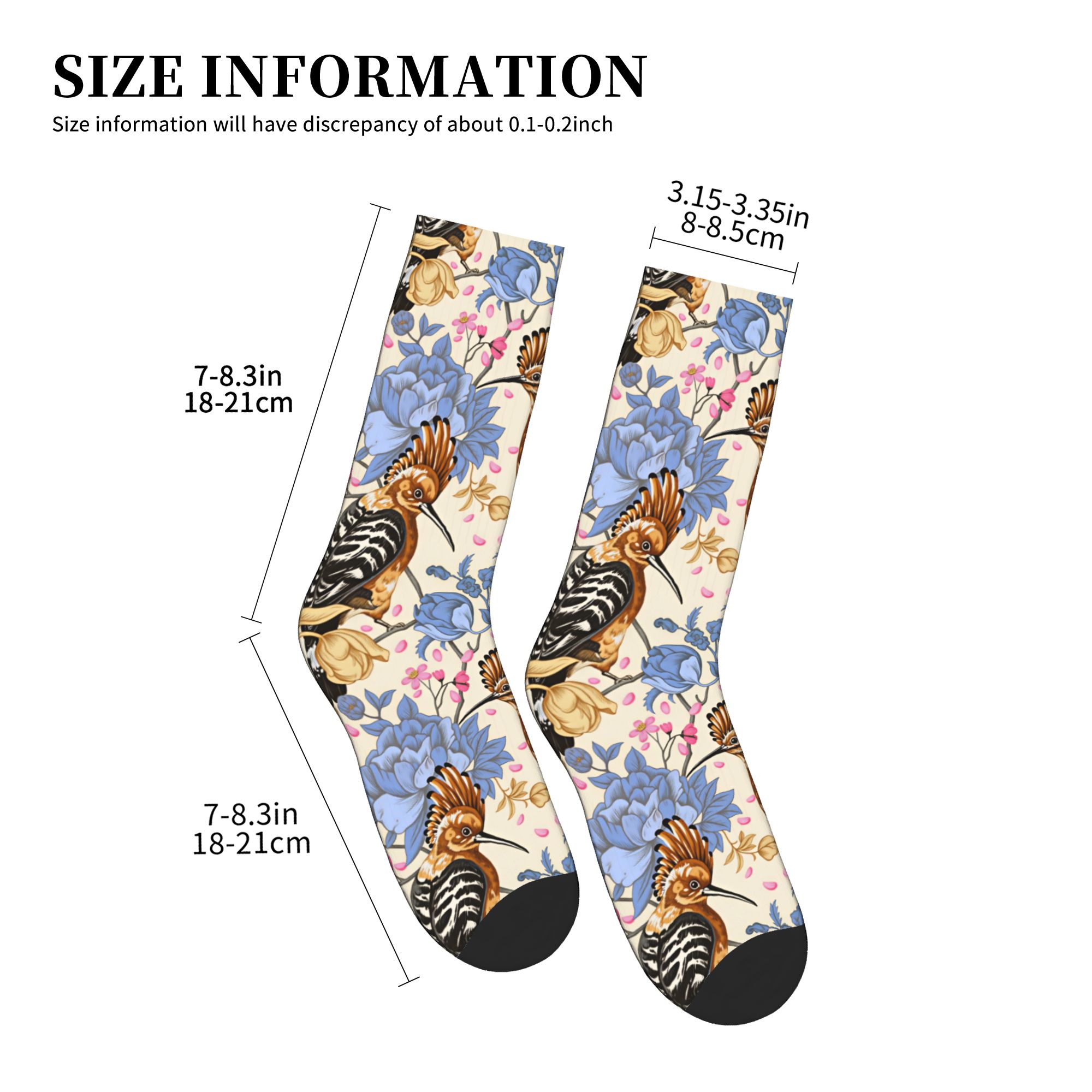 Hoopoe Bird Blue Peony ถุงเท้า - Vintage Fashion For Men บทวิจารณ์และราคา
