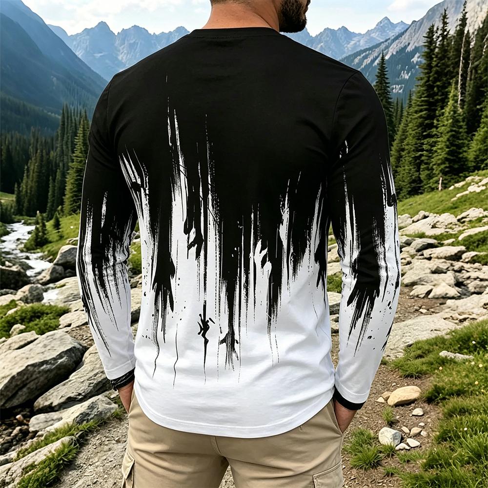 เสื้อยืดแขนยาวผู้ชายลายไล่เฉดส - Vintage Fashion For Men บทวิจารณ์และราคา