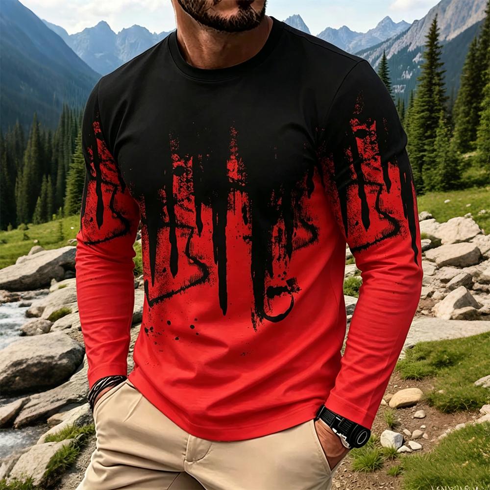 เสื้อยืดแขนยาวผู้ชายลายไล่เฉดส - Vintage Fashion For Men บทวิจารณ์และราคา
